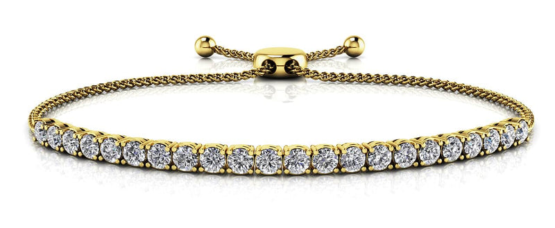 14K White Gold Diamond Bolo Bracelet-Tennis Bracelet-VIMCO DIAMOND CORP-YELLOW GOLD-