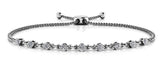 14K White Gold Diamond Adjustable Bolo Bracelet-Bracelets-VIMCO DIAMOND CORP-WHITE GOLD-