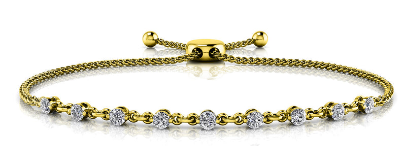 14K White Gold Diamond Adjustable Bolo Bracelet-Bracelets-VIMCO DIAMOND CORP-YELLOW GOLD-