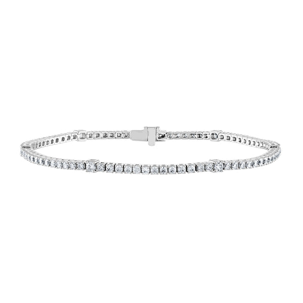 14K White Gold Diamond Station Tennis Bracelet