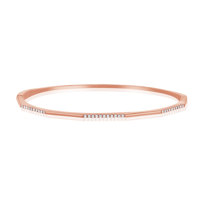 14K Rose Gold Diamond Hinged Bangle