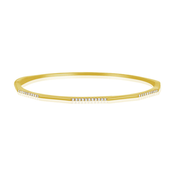 14K Yellow Gold Diamond Hinged Bangle