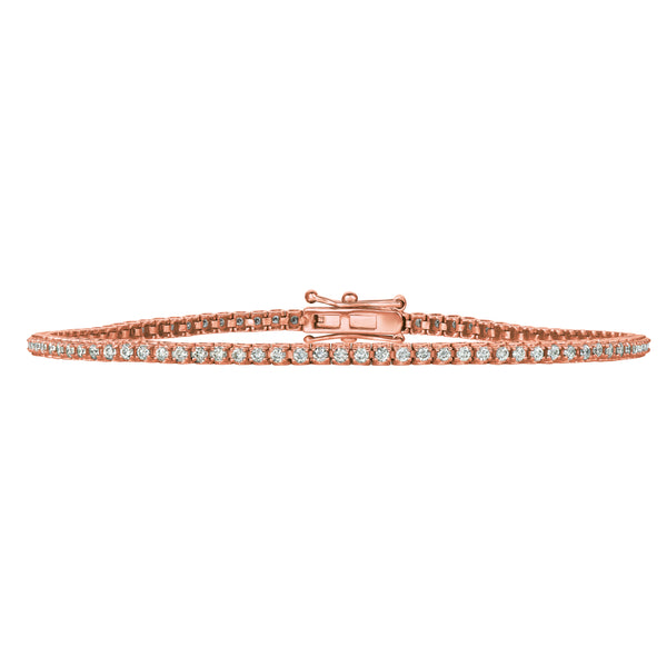 14K Yellow Gold Diamond Tennis Bracelet-Tennis Bracelet-IJM-ROSE GOLD-