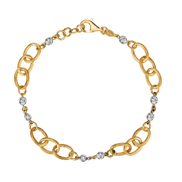 14K Yellow & White Gold Diamond Link Bracelet-Bracelets-IJM-