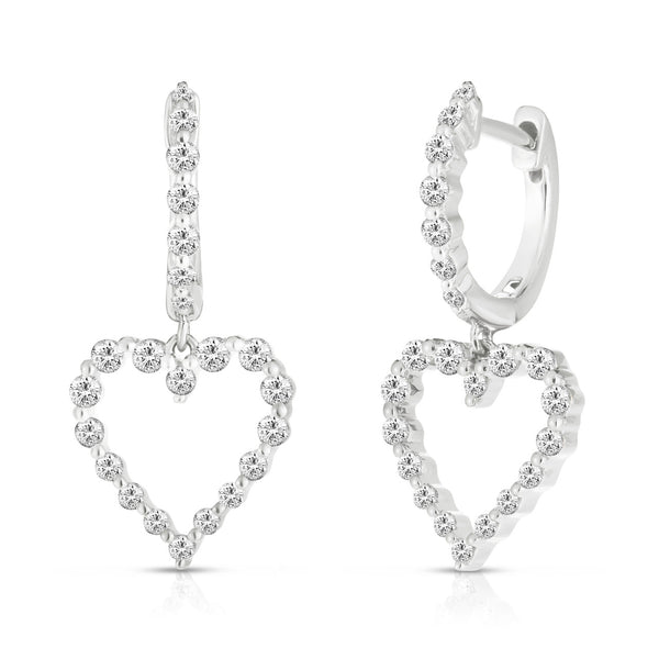 14K White Gold Diamond Graduated Diamond Dangle Earrings