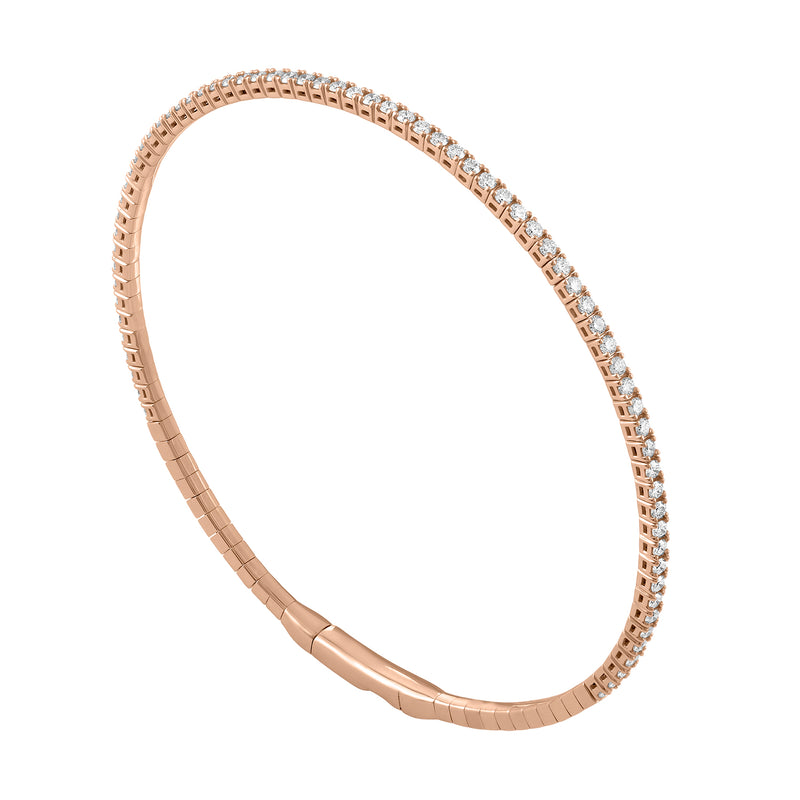 14K White Gold Diamond Flexible Bangle-Bangles-VIMCO DIAMOND CORP-ROSE GOLD-