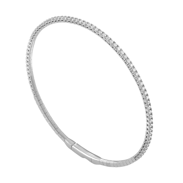 14K White Gold Diamond Flexible Bangle