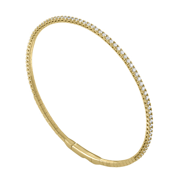 14K Yellow Gold Diamond Flexible Bangle-Bangles-VIMCO DIAMOND CORP-YELLOW GOLD-