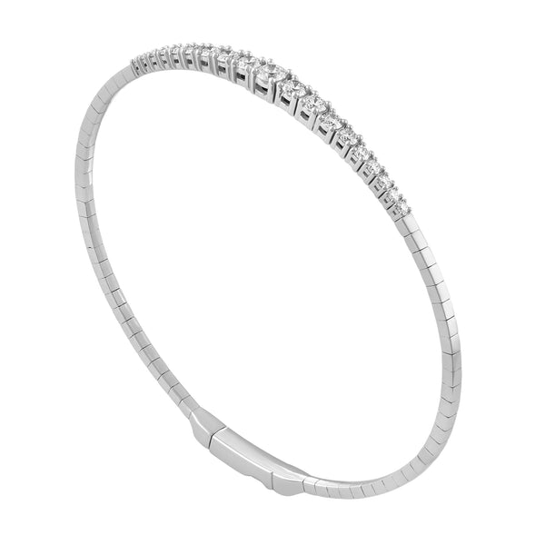 14K White Gold Diamond Graduating Flexible Bangle-Bangles-VIMCO DIAMOND CORP-