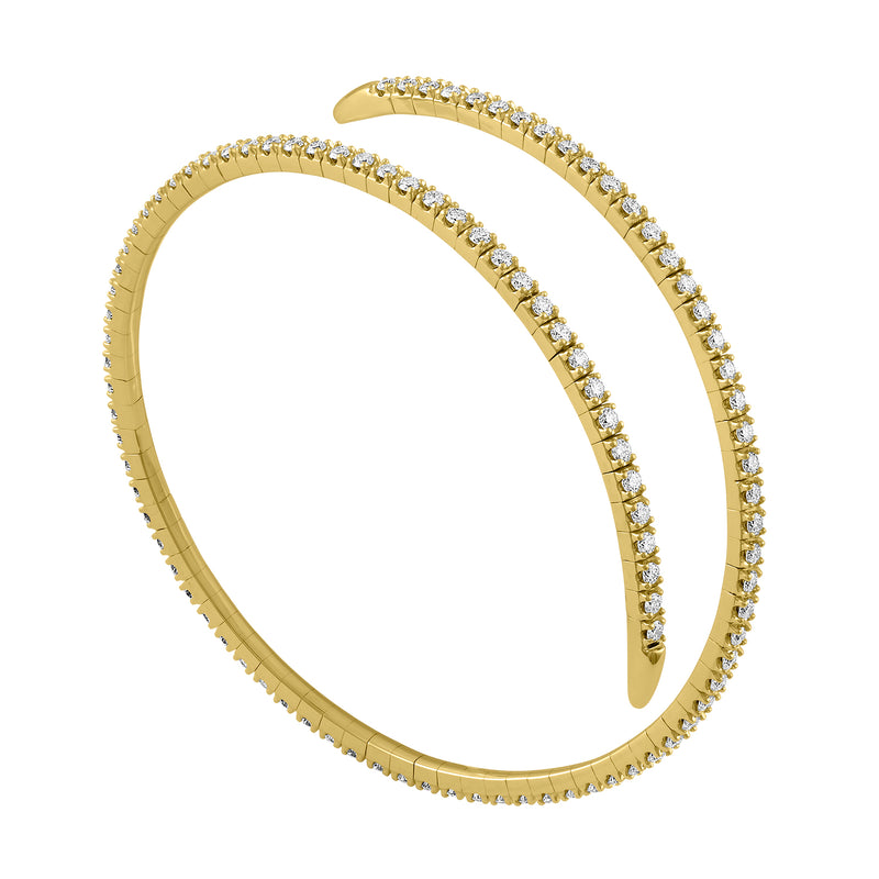 14K Rose Gold Diamond Wrap Around Flexible Bangle
