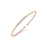 14K Rose Gold Diamond Top Beaded Open Bangle-Bracelets-gabriel & co-