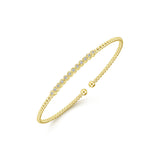 14K Yellow Gold Diamond Bezeled Top Bead Cuff-Bracelets-gabriel & co-
