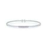 14K White Gold Diamond Pave Top Bead Cuff