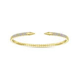14K Yellow Gold Diamond Arrow-Shaped Open Cuff Bangle Bracelet-Bracelets-gabriel & co-