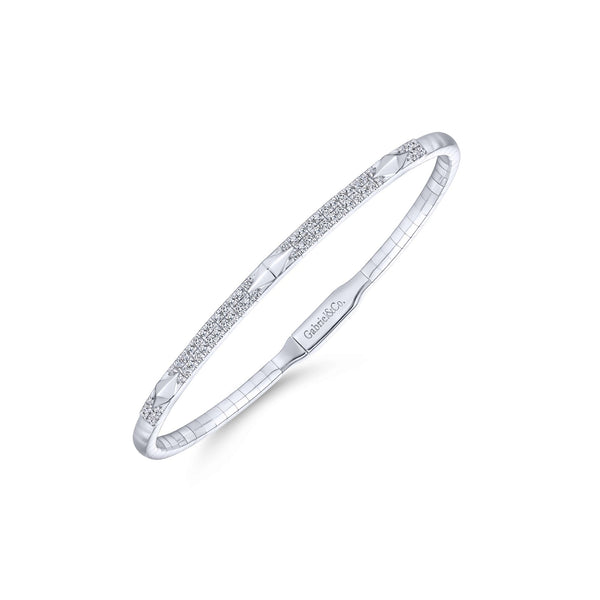 14K White Gold Diamond Pyramid Accent Bangle-Bracelets-gabriel & co-