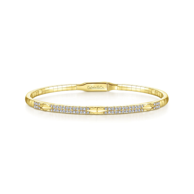 14K Yellow Gold Diamond Pyramid Accent Bangle-Bracelets-gabriel & co-