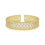 14K Yellow Gold Diamond Beaded Open Bangle-Bracelets-gabriel & co-