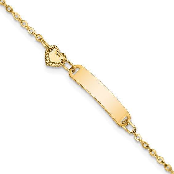14K Yellow Gold Heart ID Baby Bracelet