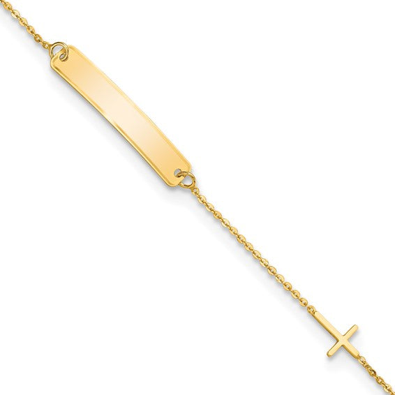 14K Yellow Gold Cross ID Baby Bracelet-Bracelets-Maurice's Jewelers-