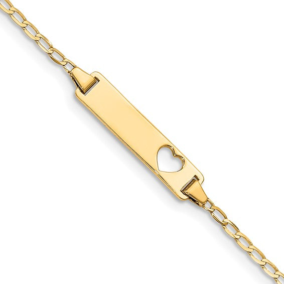 14K Yellow Gold Baby ID Bracelet with Heart Cut Out