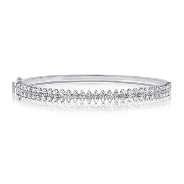 14K White Gold Diamond Bangle