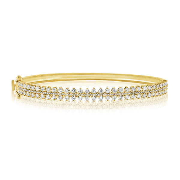2.66cts Yellow Gold Diamond S Tennis Bracelet 14K