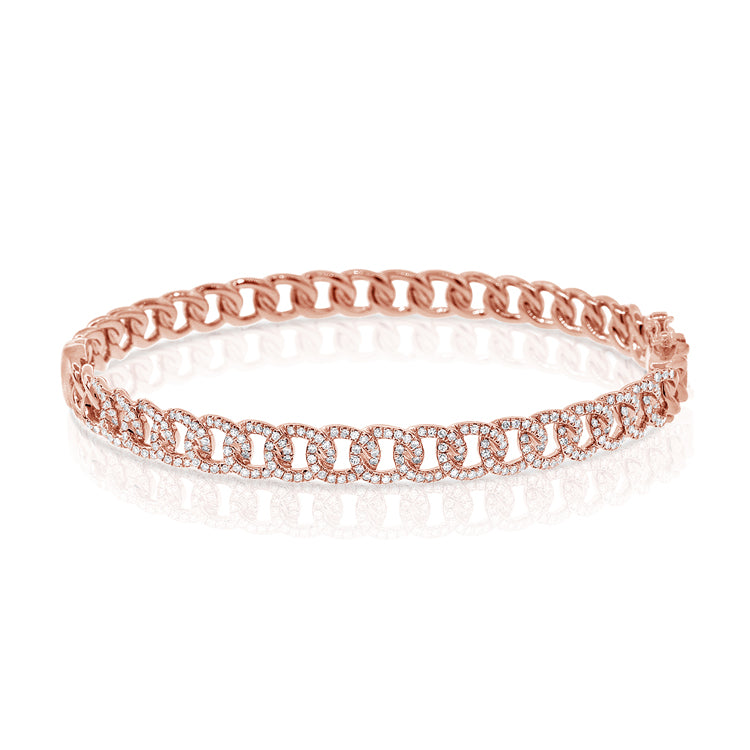 14K White Gold Diamond Curb Link Bangle-Bracelets-Maurice's Jewelers-Rose Gold-