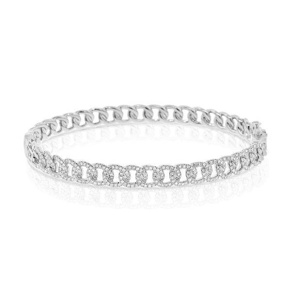14K Yellow Gold Diamond Curb Link Bangle-Bracelets-aaron jewelry-White Gold-