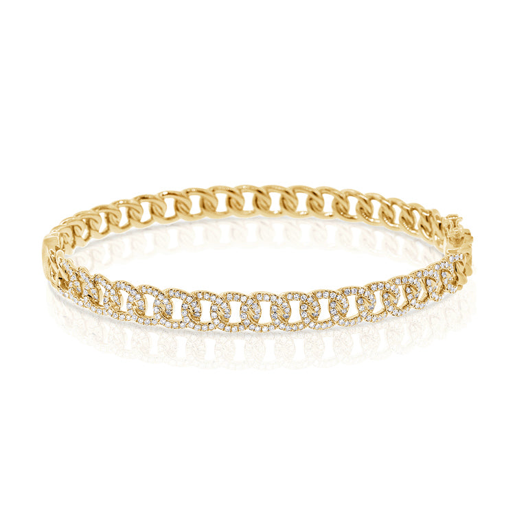 14K White Gold Diamond Curb Link Bangle-Bracelets-Maurice's Jewelers-Yellow Gold-