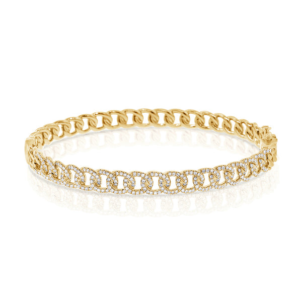14K Yellow Gold Diamond Curb Link Bangle-Bracelets-aaron jewelry-Yellow Gold-