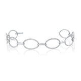 14K White Gold Diamond Oval Link Bracelet-Bracelets-Maurice's Jewelers-WHITE GOLD-
