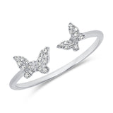 14K Rose Gold Diamond Double Butterfly Open Cuff Ring-Rings-Maurice's Jewelers-WHITE GOLD-