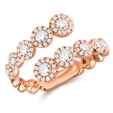 14K Rose Gold Diamond Halo Bypass Ring