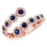 14K Rose Gold Diamond + Sapphire Bypass Ring