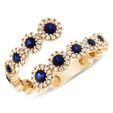 14K Yellow Gold Diamond + Sapphire Bypass Ring