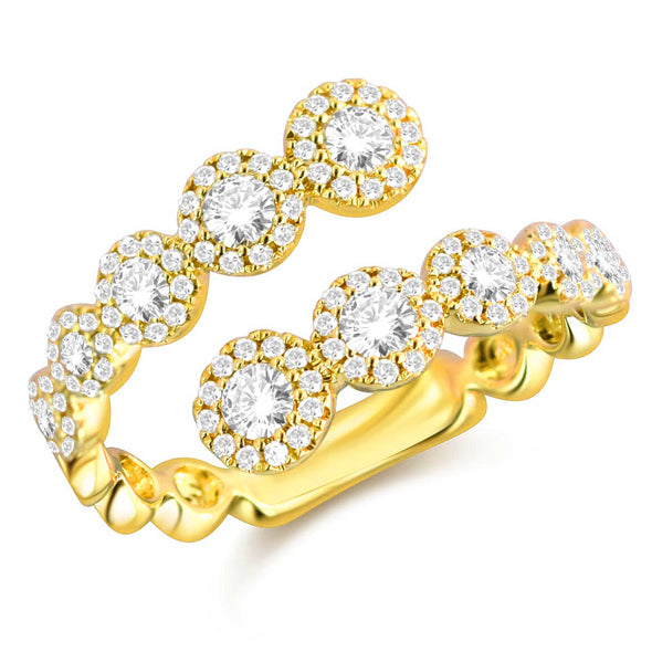 14K White Gold Diamond Halo Bypass Ring-Rings-Maurice's Jewelers-YELLOW GOLD-
