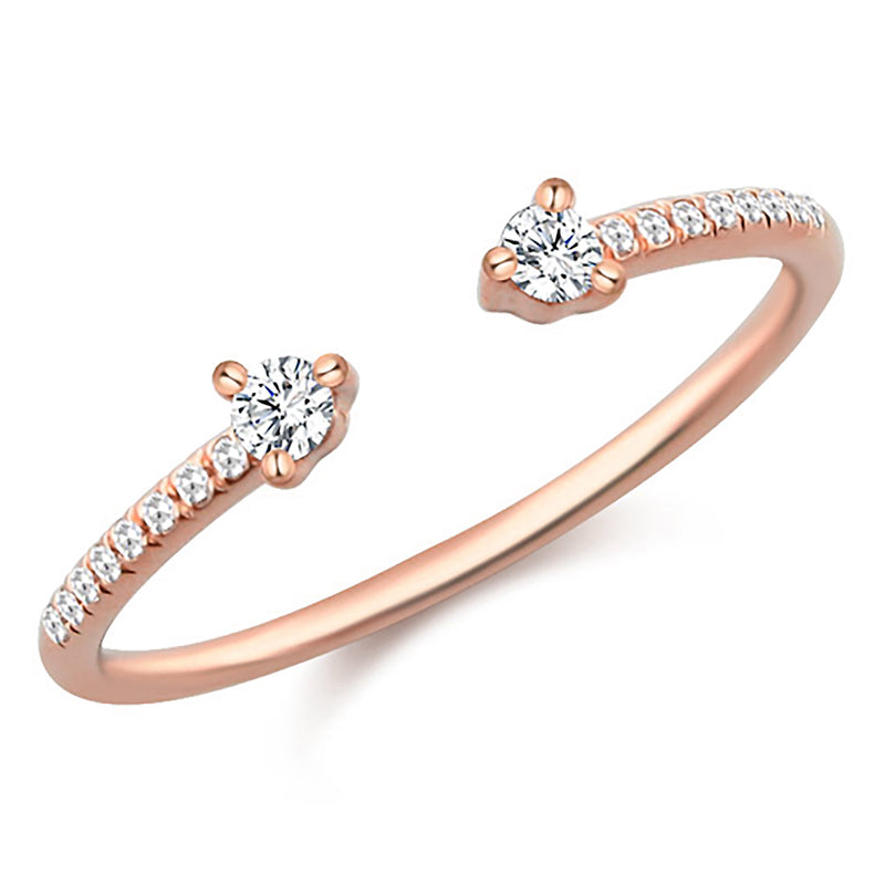 14K White Gold Diamond Open Cuff Ring-Rings-Maurice's Jewelers-ROSE GOLD-