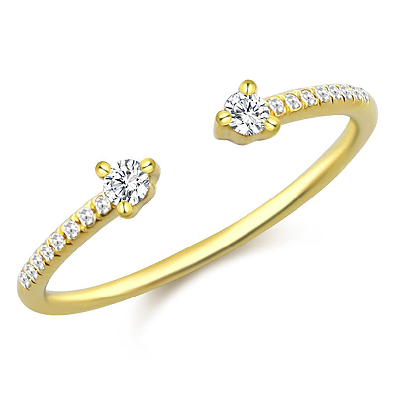 14K White Gold Diamond Open Cuff Ring-Rings-Maurice's Jewelers-YELLOW GOLD-
