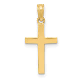 14K Yellow Gold Beveled Cross Pendant
