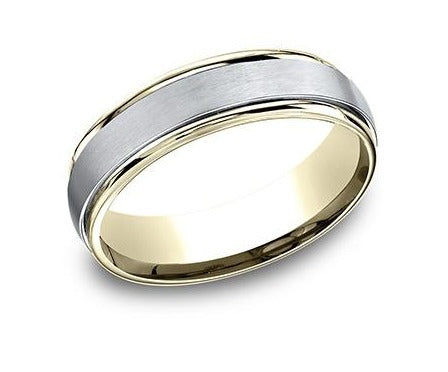 14K Two Tone 6Mm Satin & High Polish Band