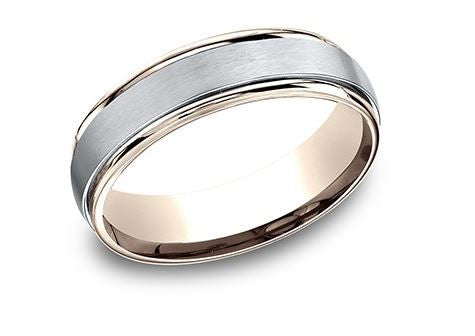 14k Rose & White Gold Satin & High Polish Band