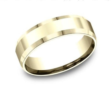 14K Yellow Beveled Edge High Polish6mm Band