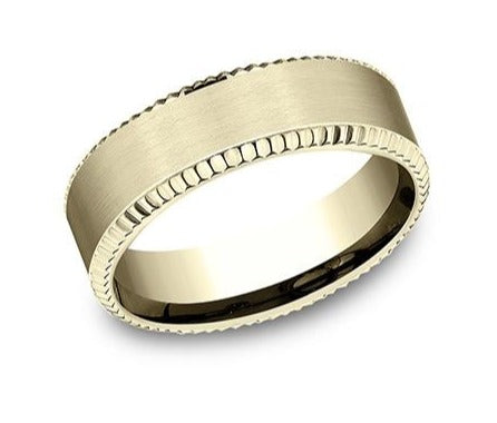 14k Yellow Coin Beveled Edge & Satin Center 7mm Band