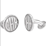 Rose Gold Plated Sterling Silver 3-Letter Block Monogram Round Cuff Links-CUFFLINKS-Maurice's Jewelers-