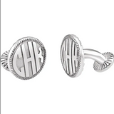 Rose Gold Plated Sterling Silver 3-Letter Block Monogram Round Cuff Links