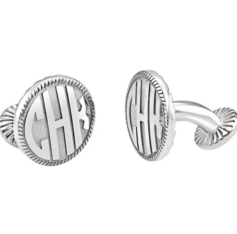 Sterling Silver 3-Letter Block Monogram Cuff Links-CUFFLINKS-stuller-