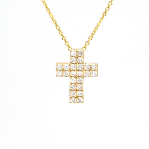 14K Yellow Gold Cross Diamond Necklace-Necklaces-Maurice's Jewelers-White Gold-