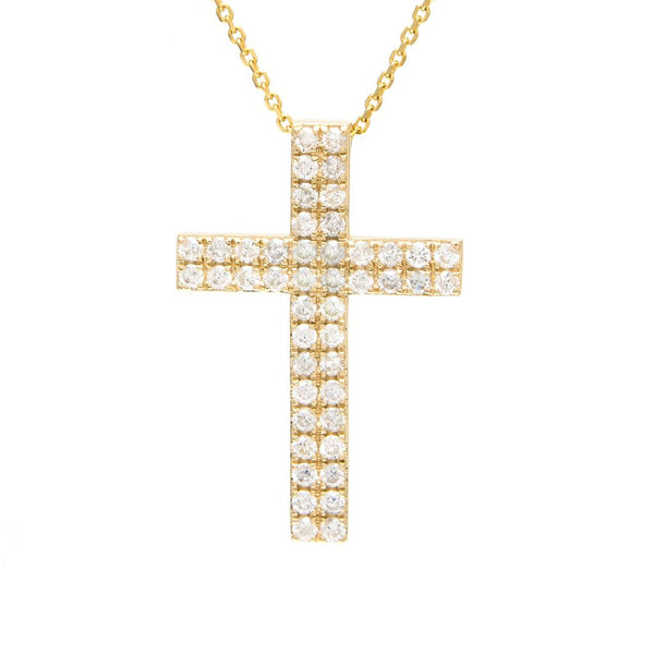 14k Yellow Gold Diamond Cross-Necklaces-Maurice's Jewelers-