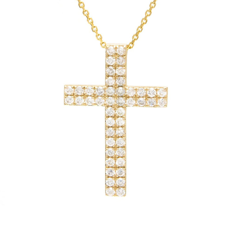 14k Yellow Gold Diamond Cross