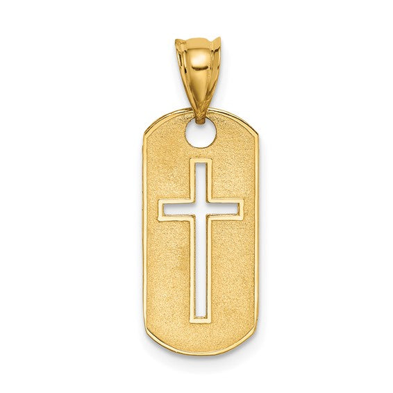 14K Yellow Gold Cut Out Cross Pendant